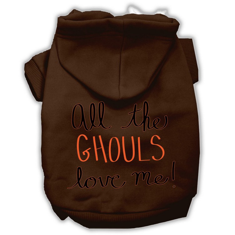 All the Ghouls Screenprint Dog Hoodie Brown XS